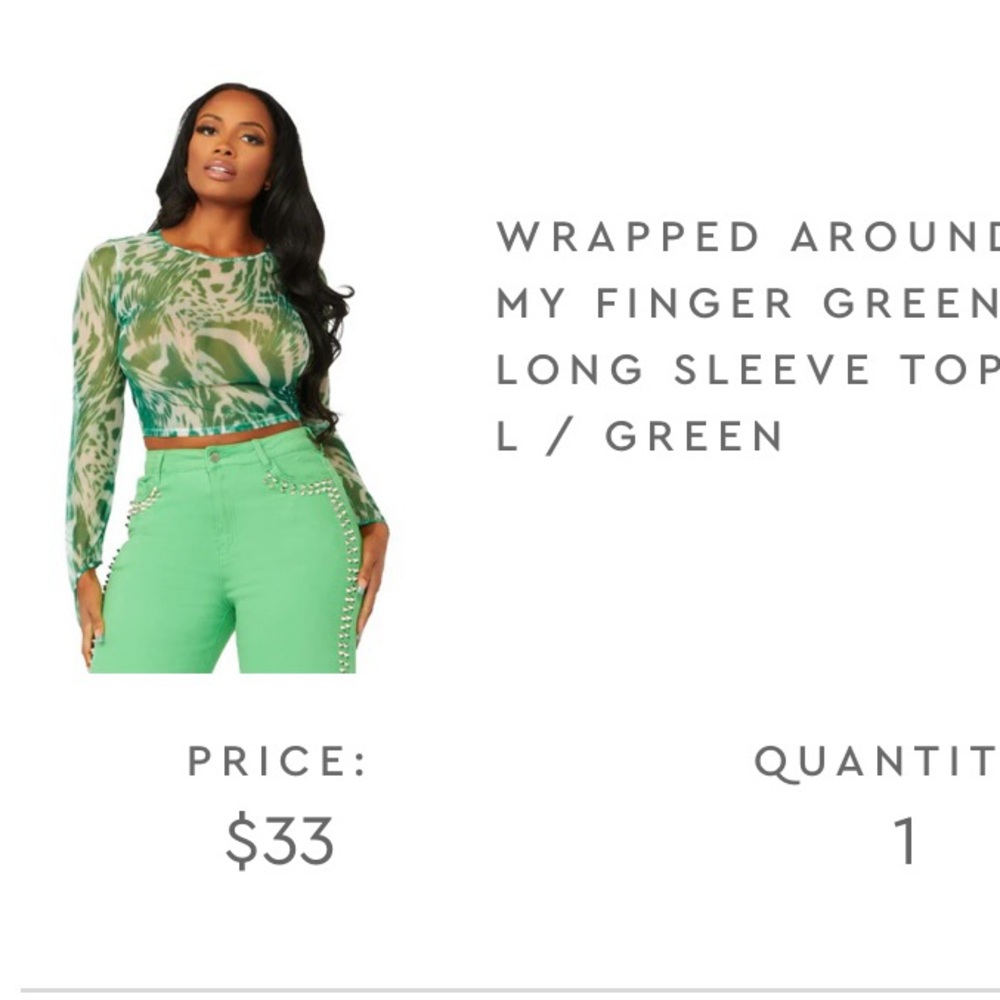 Green Patterned Women's Top